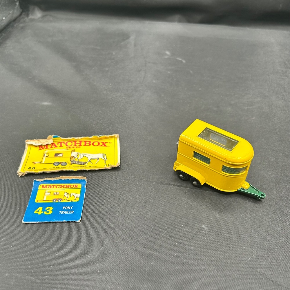 Vintage Matchbox Lesney No 43 Pony Trailer Yellow Green Made England Box Panel